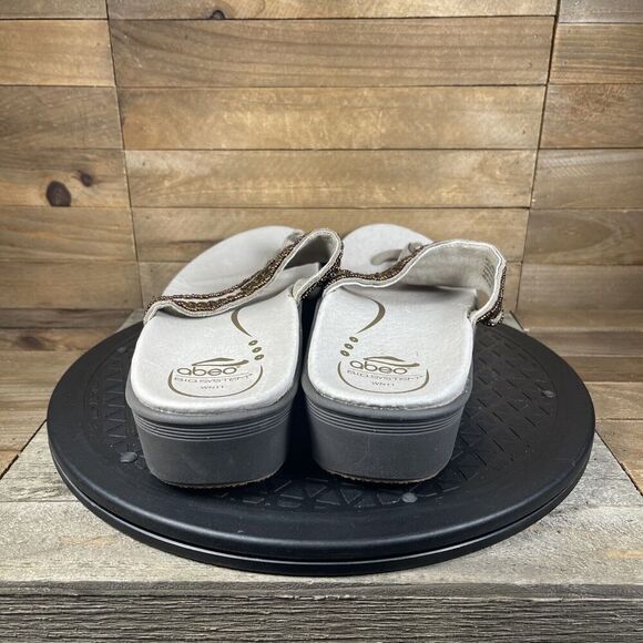 ABEO BioSystem Brown Beaded Flip Flops Platform Sandals Womens Size 11 - Picture 4 of 10